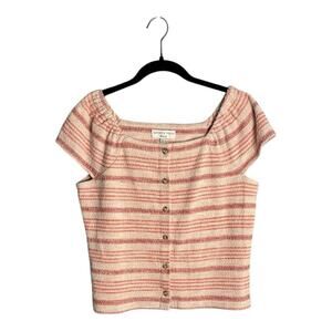 Madewell Pink Striped Button-Up Top